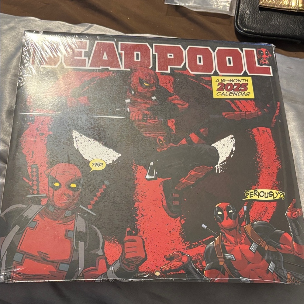 Marvel Deadpool 2025 16 month Calendar with Red and Black Art sealed